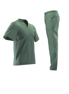 Doctor Scrub Comfortable Olive Lycra fabric with many pockets is meticulously crafted to retain its color without fading with repeated washing  - Image 1