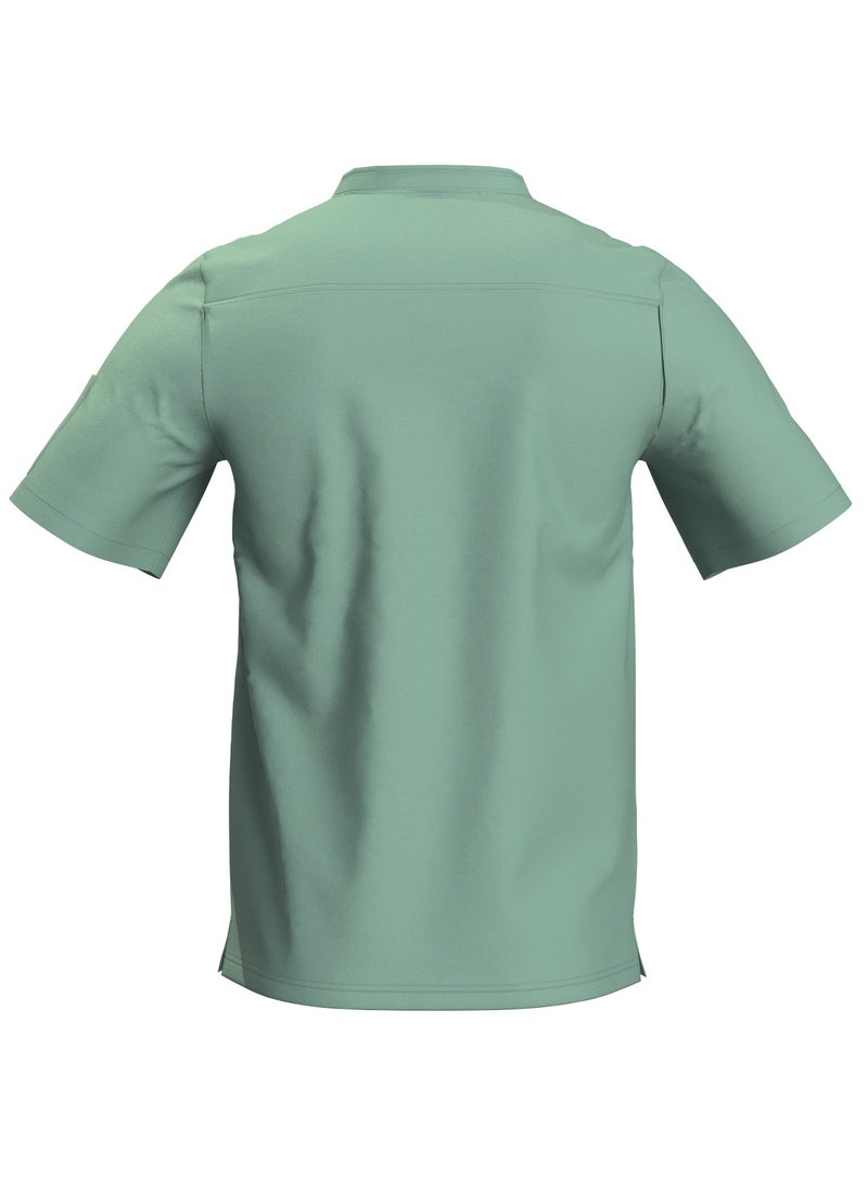 Doctor - Scrub Comfortable Olive Lycra fabric with many pockets is meticulously crafted to retain its color without fading with repeated washing - Image 1