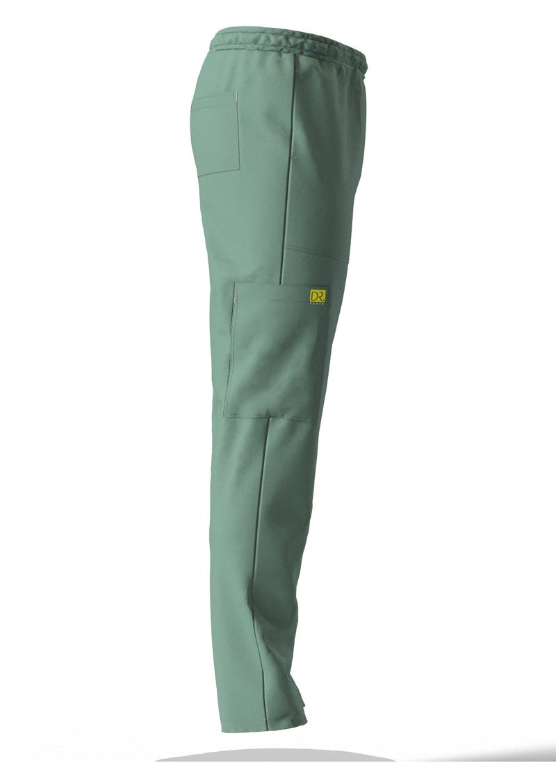 Doctor - Scrub Comfortable Olive Lycra fabric with many pockets is meticulously crafted to retain its color without fading with repeated washing - Image 1