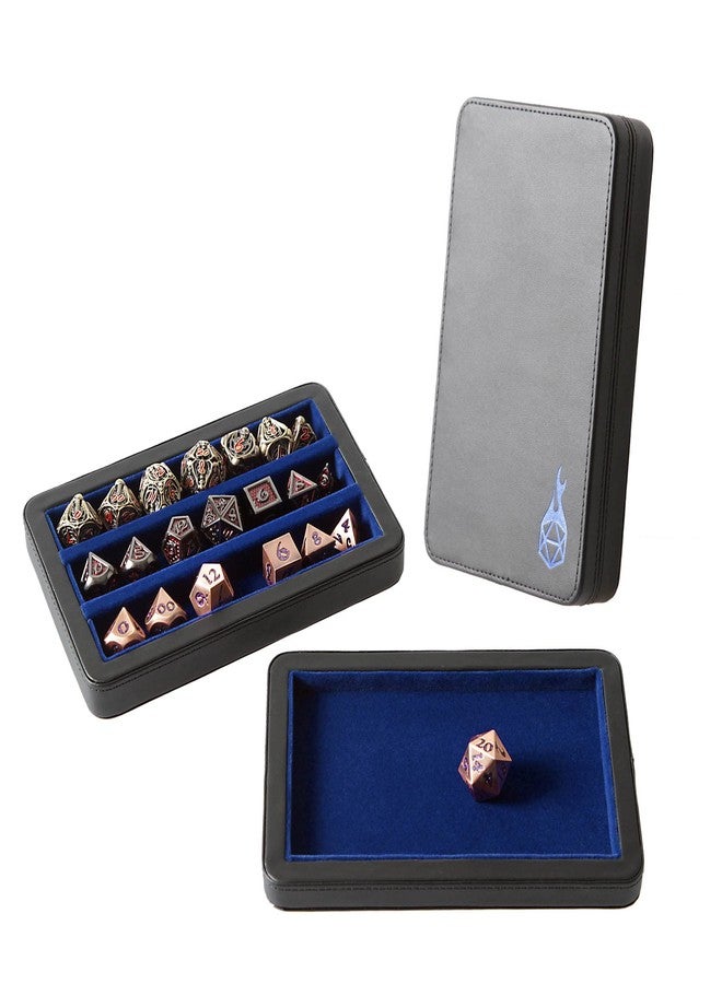 Forged Dice Co. Premium 3-Row Dice Case - Metal Dice Storage Box with Felt-Lined Tray - Blue - Image 1