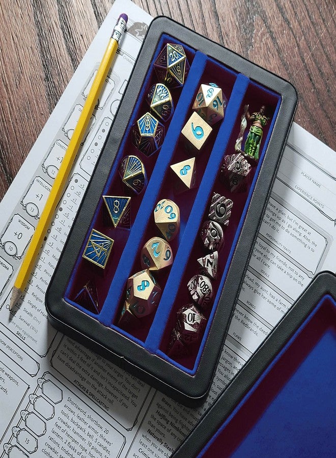 Forged Dice Co. Premium 3-Row Dice Case - Metal Dice Storage Box with Felt-Lined Tray - Blue - Image 5
