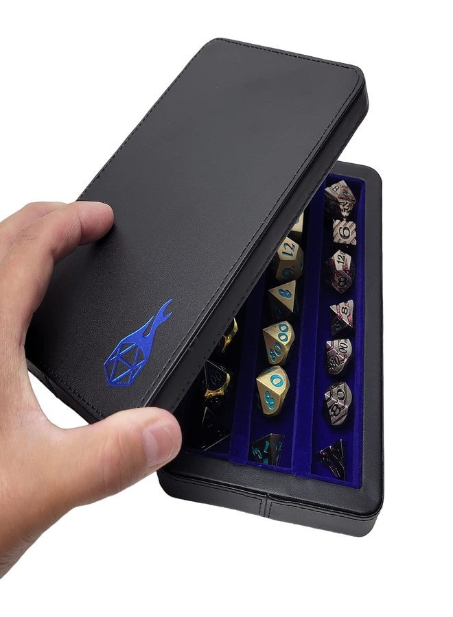 Forged Dice Co. Premium 3-Row Dice Case - Metal Dice Storage Box with Felt-Lined Tray - Blue - Image 3