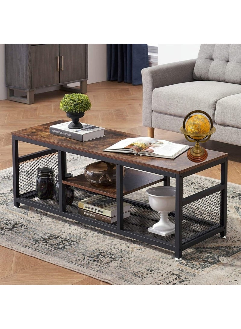 إيه جي دي طاولة تلفزيون بتصميم عصري، مركز ترفيهي إعلامي مع 3 أرفف للعرض والتخزين لغرفة المعيشة وغرفة النوم - Image 4