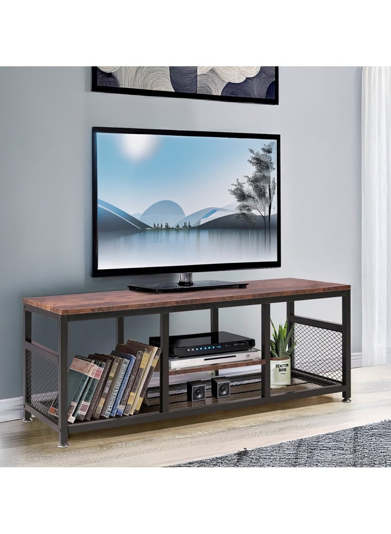 إيه جي دي طاولة تلفزيون بتصميم عصري، مركز ترفيهي إعلامي مع 3 أرفف للعرض والتخزين لغرفة المعيشة وغرفة النوم - Image 2