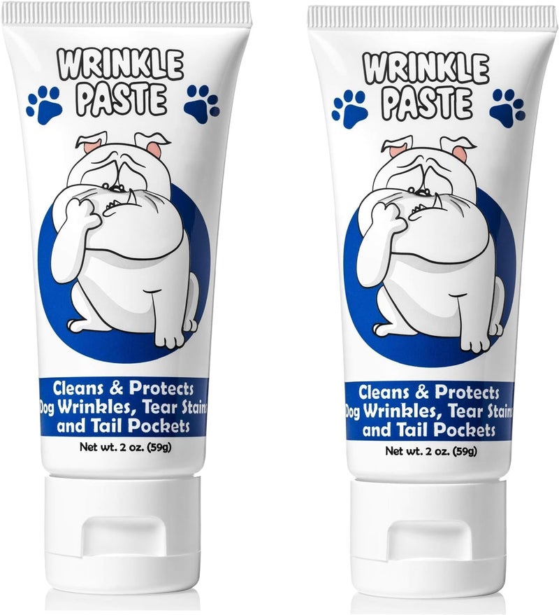 Squishface Wrinkle Paste - 2 Pack - Bulldog, French Bulldog, Pug, English Bulldog – Cleans Wrinkles, Tear Stain, Tail Pockets, and Paws – Anti-Itch Tear Stain Remover & Bulldog Wrinkle Cream, 2 Oz. - Image 1