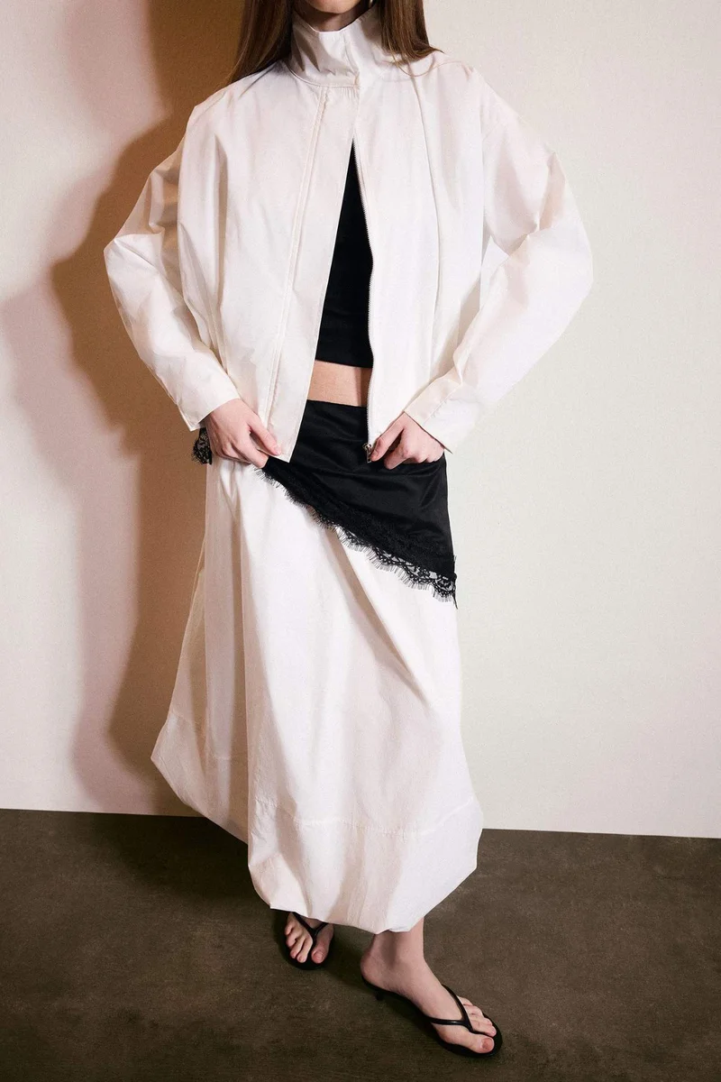 ديفاكتو Balloon Fit Poplin Normal Waist Midi Skirt