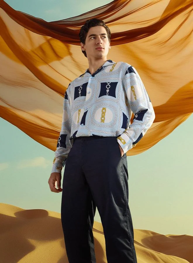 Iconic Iconic Regular Fit Printed Shirt with Long Sleeves