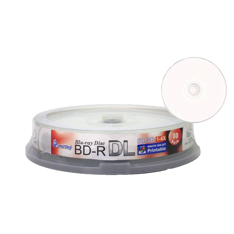 Smartbuy 50gb 6X Blu-ray Bd-r Dl Dual Layer Blank White Inkjet Printable Recordable Media Disc Spindle (10-Disc) - Image 4