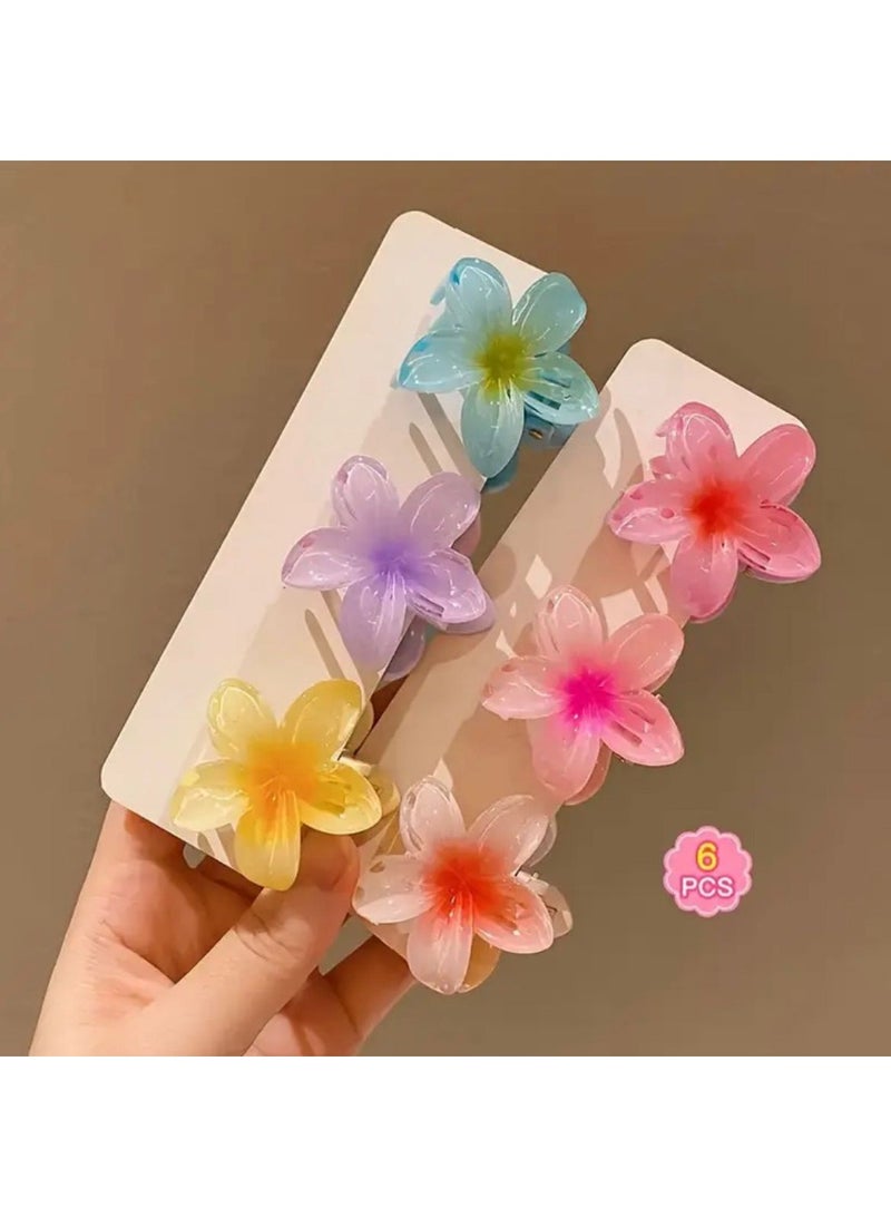 Gradient Flower Hair Clip Set 6Pcs - Image 1