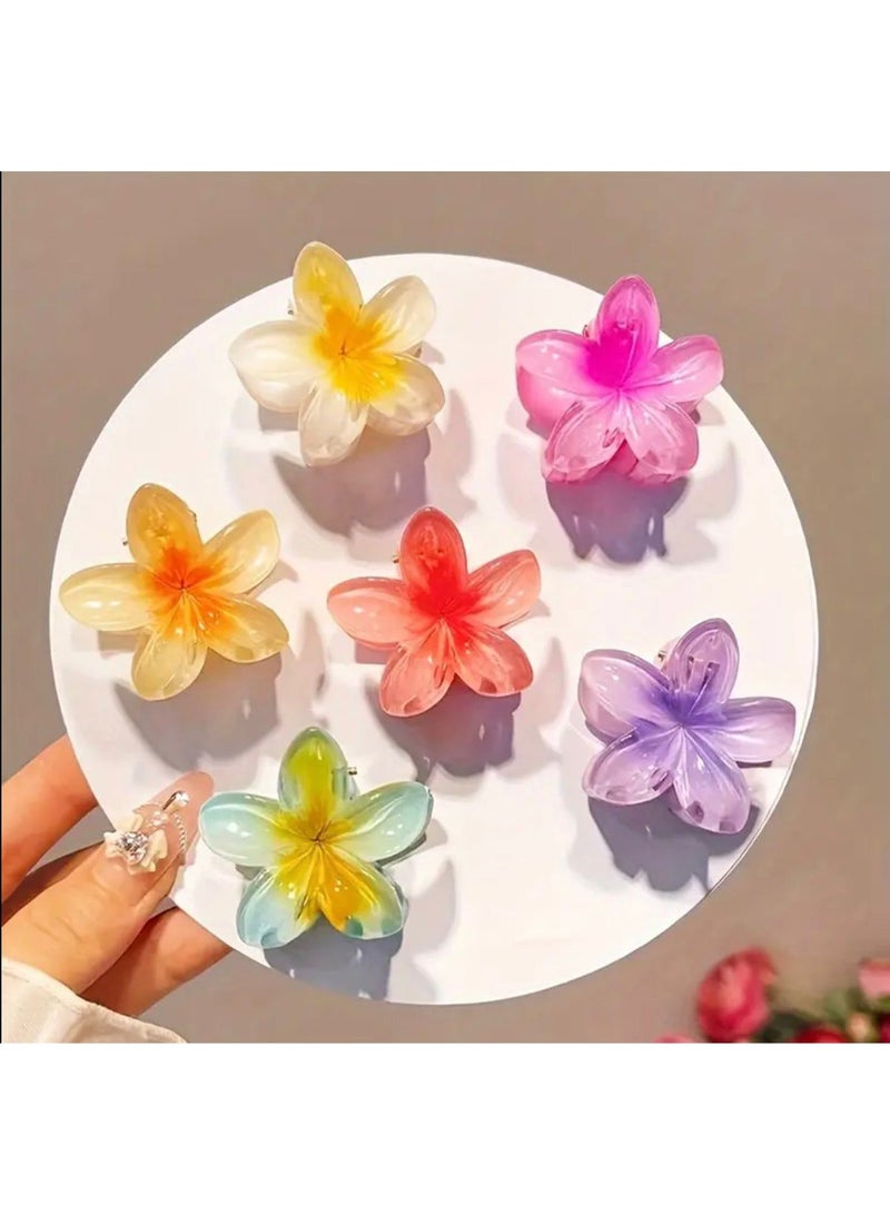 Gradient Flower Hair Clip Set 6Pcs - Image 3