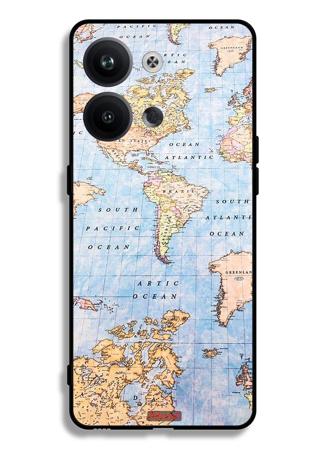 Tolwak Oppo Reno9 Pro 5G Protective Case Cover World Map - Image 1