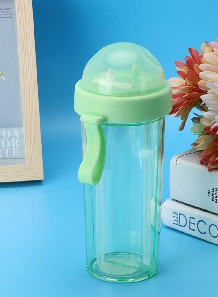 SYOSI Water Bottle 21oz, Portable Dual-Use Drink Cup Travel Sport Water Bottle Water Cup with 2 Straw for Home Outdoor Camping Cycling - Image 3