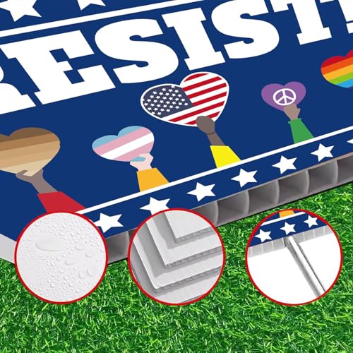 Lnyelxa Resist! Sign Political Protest Yard Sign Save Democracy Yard Signs Double Sided Corrugated Plastic Outdoor Lawn Garden Sign with Metal H Stake 18"x12" - Image 5