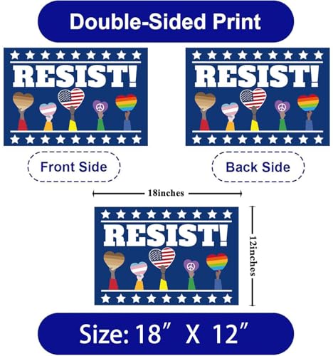 Lnyelxa Resist! Sign Political Protest Yard Sign Save Democracy Yard Signs Double Sided Corrugated Plastic Outdoor Lawn Garden Sign with Metal H Stake 18"x12" - Image 2