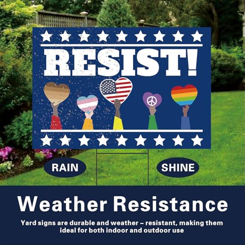 Lnyelxa Resist! Sign Political Protest Yard Sign Save Democracy Yard Signs Double Sided Corrugated Plastic Outdoor Lawn Garden Sign with Metal H Stake 18"x12" - Image 4