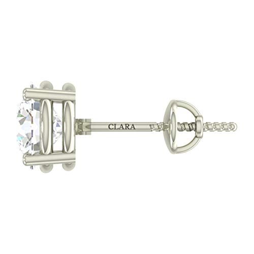 CLARA 925 Sterling Silver Swiss Zirconia 6.5 mm Earring With Screw Back Gift for Women & Girls(White) - Image 3