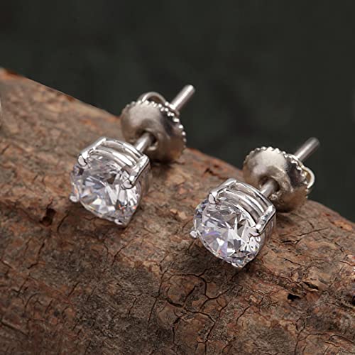 CLARA 925 Sterling Silver Swiss Zirconia 6.5 mm Earring With Screw Back Gift for Women & Girls(White) - Image 4