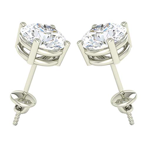CLARA 925 Sterling Silver Swiss Zirconia 6.5 mm Earring With Screw Back Gift for Women & Girls(White) - Image 2