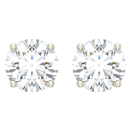 CLARA 925 Sterling Silver Swiss Zirconia 6.5 mm Earring With Screw Back Gift for Women & Girls(White) - Image 1