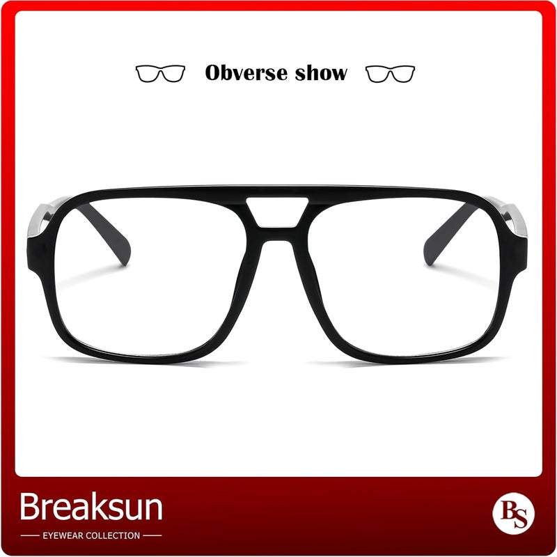 Breaksun نظارات بريكصن المربعة للطيارين للرجال والنساء، موضة كلاسيكية عسكرية، عدسات ماسية القطع، ظلال متدرجة. - Image 2