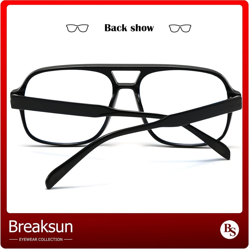 Breaksun نظارات بريكصن المربعة للطيارين للرجال والنساء، موضة كلاسيكية عسكرية، عدسات ماسية القطع، ظلال متدرجة. - Image 3