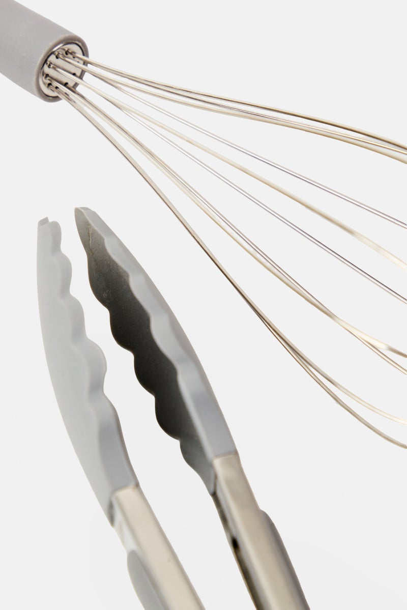 Phantom Chef 2 Pcs Silicone And Stainless Steel Whisk And Tong Set, Multicolor - Image 3