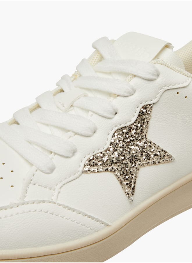 Celeste Women's Star Embellished Sneakers with Lace-Up Closure  - Image 3