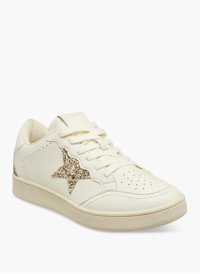 Celeste Women's Star Embellished Sneakers with Lace-Up Closure  - Image 2