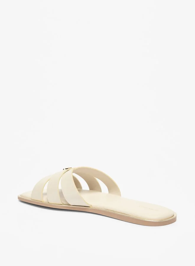 Flora Bella By Shoexpress Women's Logo Accent Slip-On Sandals