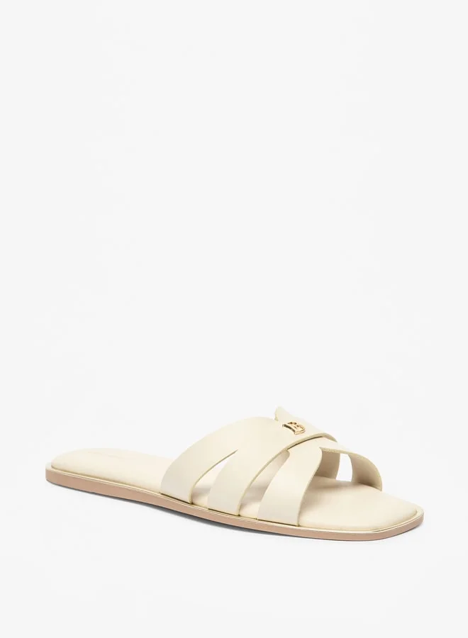 Flora Bella By Shoexpress Women's Logo Accent Slip-On Sandals