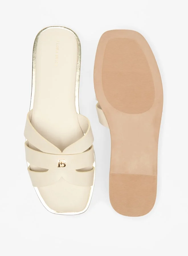 Flora Bella By Shoexpress Women's Logo Accent Slip-On Sandals