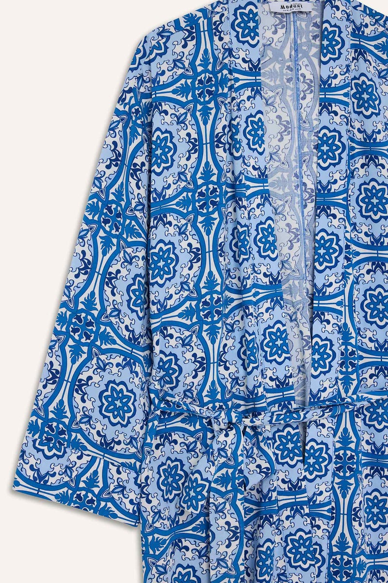 DeFacto Blue Woman Relax Fit Flower Kimono Casual - Image 3