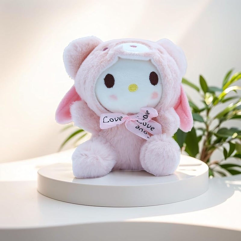 Bandfol Cartoon Bag Charms Cute Plush Keychain for Women Girls, 5 Soft Backpack Key Chain Cute Stuffed Animals Bag Keychain - Image 4
