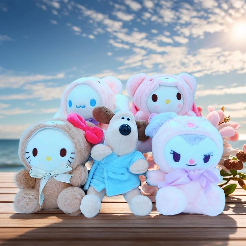Bandfol Cartoon Bag Charms Cute Plush Keychain for Women Girls, 5 Soft Backpack Key Chain Cute Stuffed Animals Bag Keychain - Image 5