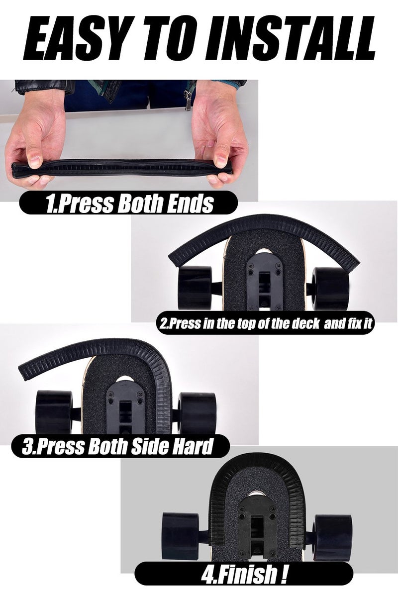 MAXPRO واقي لوح التزلج، حماية حواف اللوح الطويل، غطاء مطاطي متين مع قبضة ممتازة - واقي الأنف والذيل (أسود) - Image 4