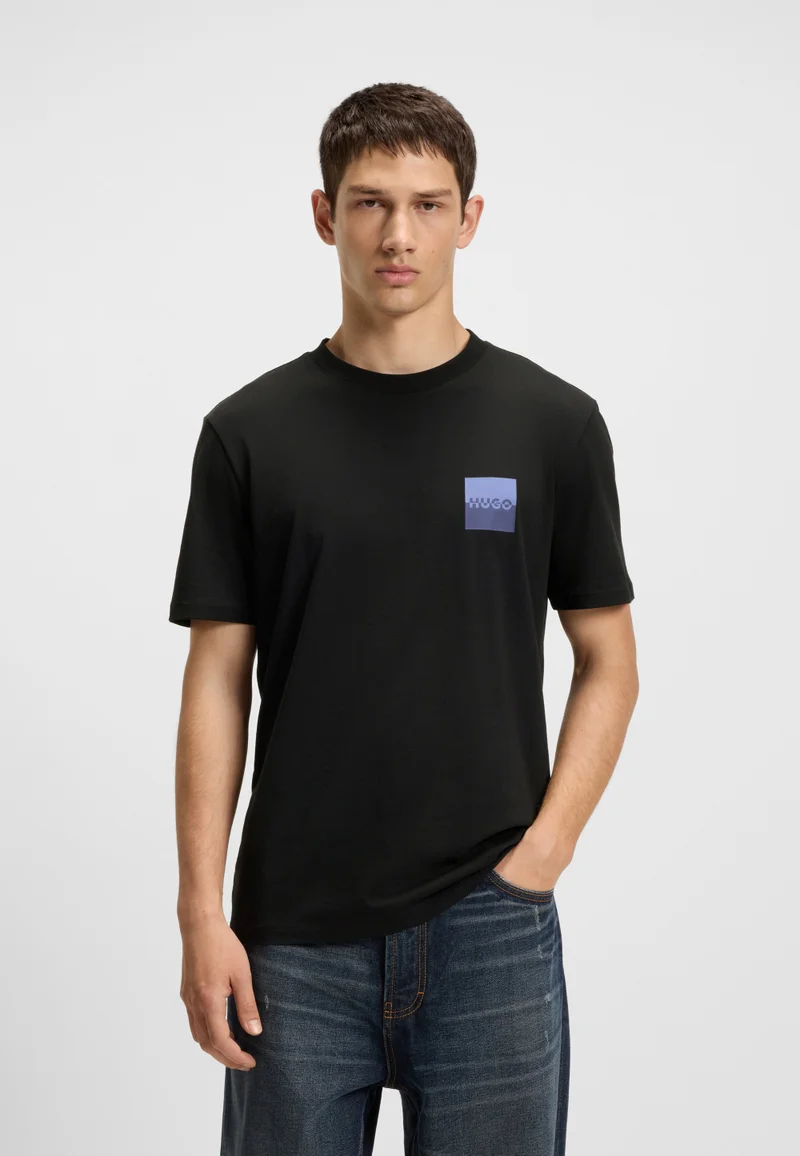 هوجو Cotton-jersey T-shirt with split-logo print