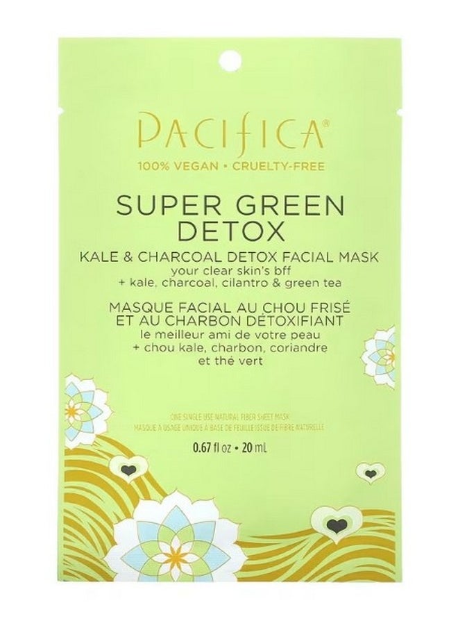 باسيفيكا Super Green Detox Beauty Facial Mask Kale and Charcoal 1 Sheet Mask 0.67 fl oz 20 ml  - Image 1