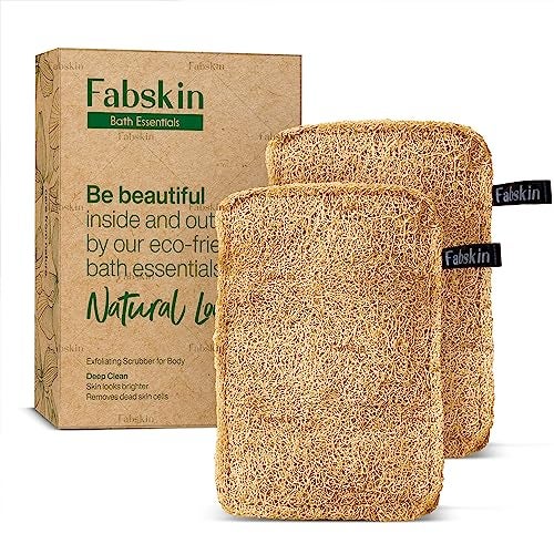 Fabskin Natural Organic Sun Dried Bath Loofah I Body Sponge & Scrubber for Men & Women I Organic Luffa for Bath Shower Skin Exfoliation (Pack of 2) - Image 1