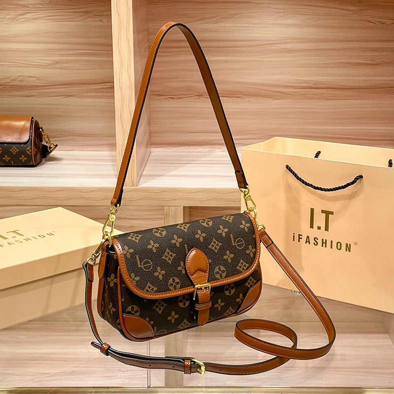 Underarm Bag For Women Style Vintage Texture Versatile Baguette Bag Middle-Aged Single Shoulder Crossbody Small Bag For Women - Image 2