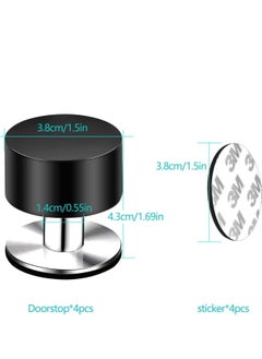 Y&D 4 Pack Door Stops 4Pcs Extra Stickers Black Self Adhesive Stoppers Stainless Steel Stop with Sound Dampening Rubber Top for Home, Office Use Protect Furnitur Walls from Slamming  - Image 4