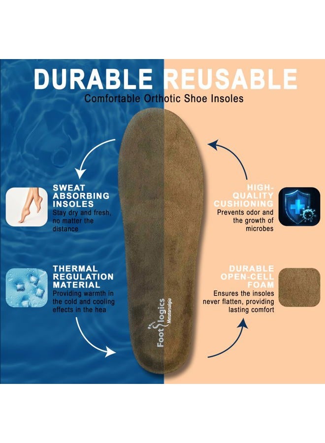 Footlogics Full-Length Orthotic Shoe Insoles with Built-in Raise for Ball of Foot Pain, Morton's Neuroma, Flat Feet - Metatarsalgia, Pair (Large) - Image 4