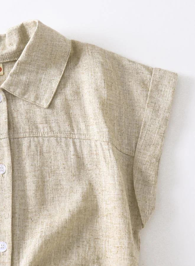 Take Two Beige Beige Collared Tie-Front Shirt for Women | Best Price UAE