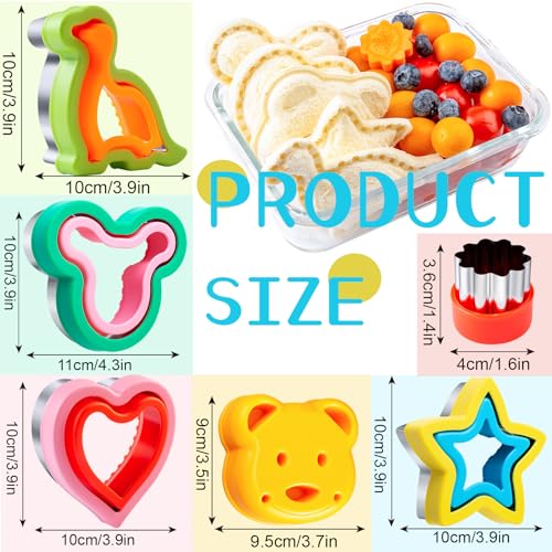Kimfead Sandwich Cutters for Kids Lunch LARGE 6 Pcs, Kimfead Sandwich Maker, Cookie Cutters Set, Dinosaur Mouse Heart Star Bear - Image 5