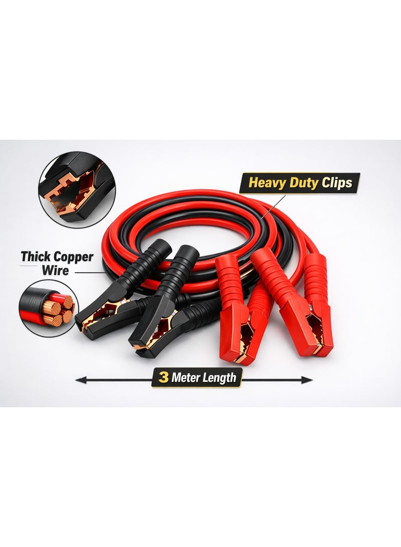 SolidX Premium 2000A 3M Emergency Car Battery Booster Cable Heavy Duty Jumper with Durable Clamps - Image 2