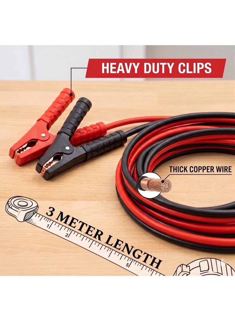 SolidX Premium 2000A 3M Emergency Car Battery Booster Cable Heavy Duty Jumper with Durable Clamps - Image 4