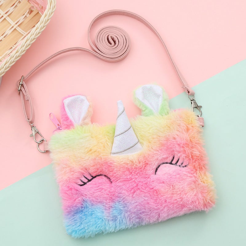 Kindergarten Girl Plush Coin Backpack Unicorn Shoulder Bag Kidsren'S Cartoon Cute Crossbody Bag - Image 3