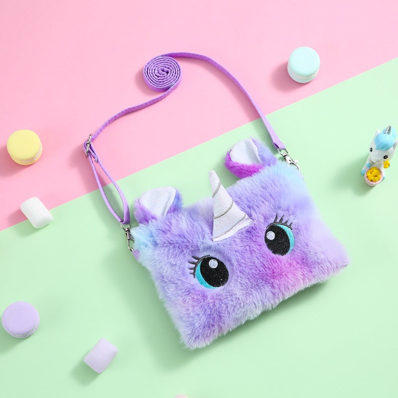 Kindergarten Girl Plush Coin Backpack Unicorn Shoulder Bag Kidsren'S Cartoon Cute Crossbody Bag - Image 1