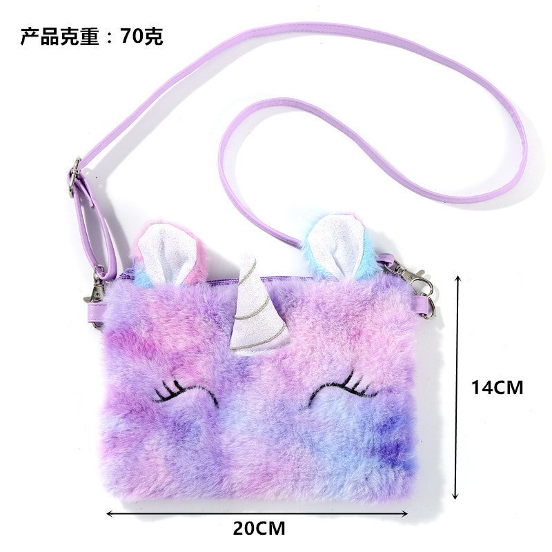 Kindergarten Girl Plush Coin Backpack Unicorn Shoulder Bag Kidsren'S Cartoon Cute Crossbody Bag - Image 5