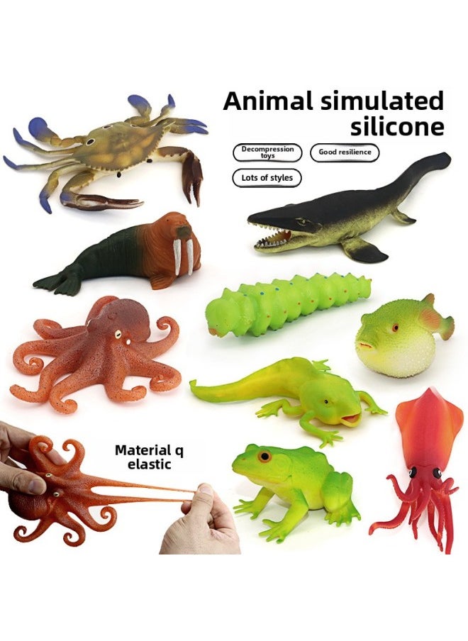 Generic - Applicable Simulation Soft Rubber Silicone Seal Fishbone Puffer Decompression Caterpillar Toy Frog Soft Model Animal Children-Color:Dark Brown Silicone [Centipede]] - Image 1