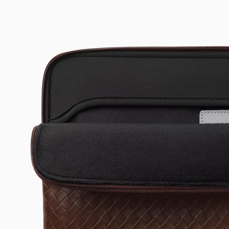 Comfyable Woven Laptop Sleeve 13 Inch 14 Inch Compatible with MacBook Air M5 & MacBook Pro M5 Pro/Max 2026, Faux Leather Mac Travel Case for Men Women, Mocha Brown - Image 3